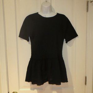 NWT Anthropologie Eri + Ali Black Mixed Fabric Long Top XS